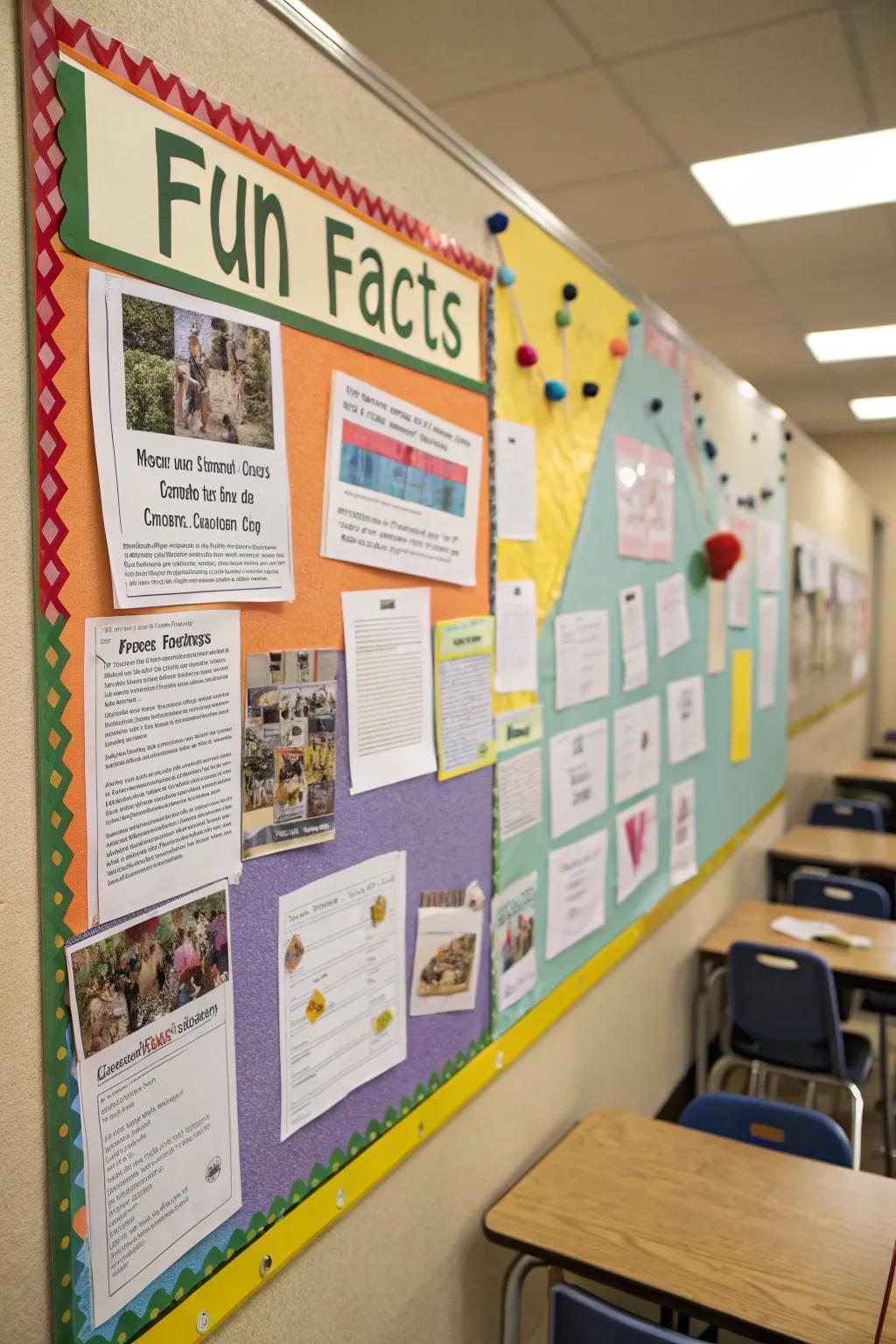 A fun fact wall that educates and entertains students.