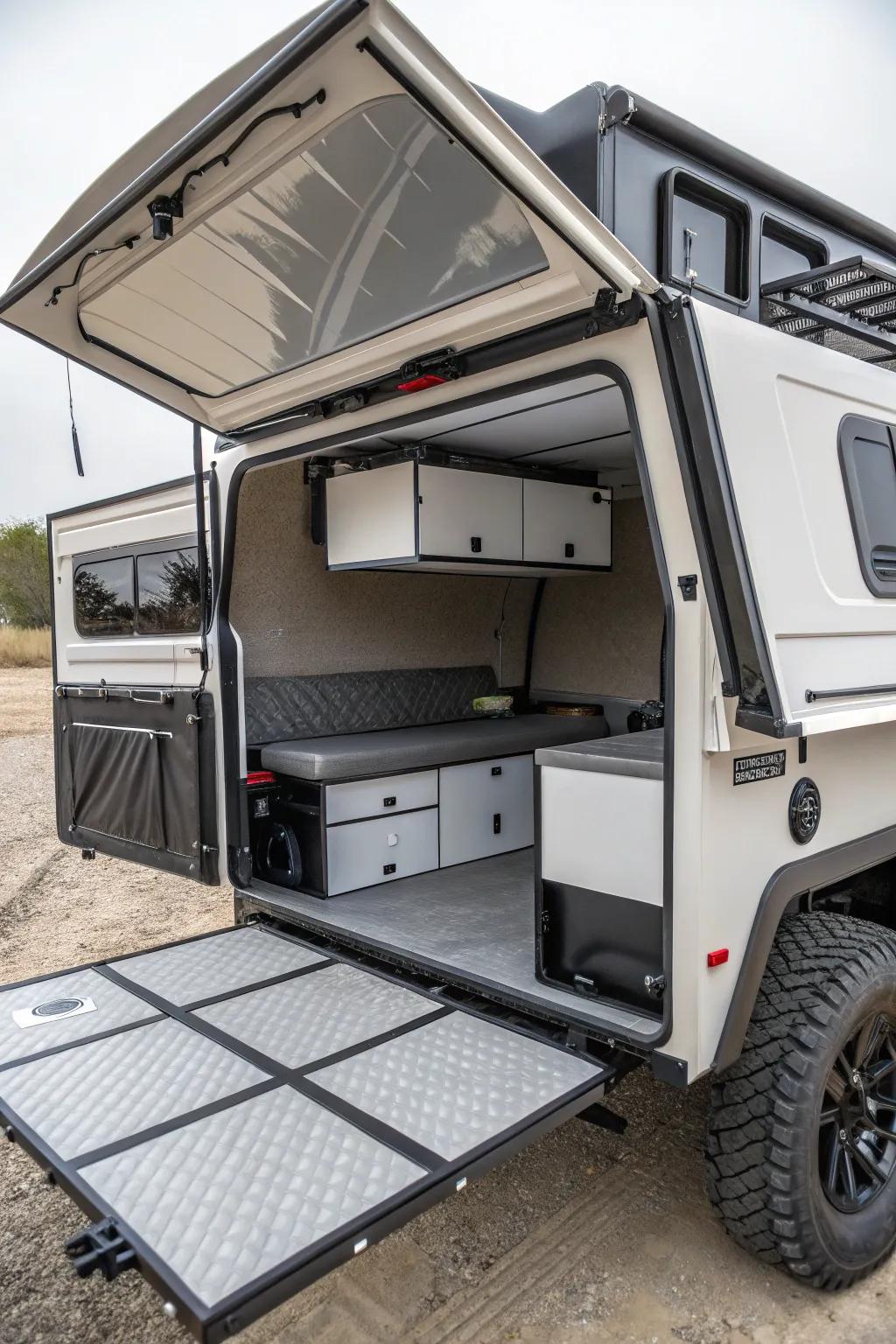 Detachable decking for practicality and cleanliness inside your camper shell.