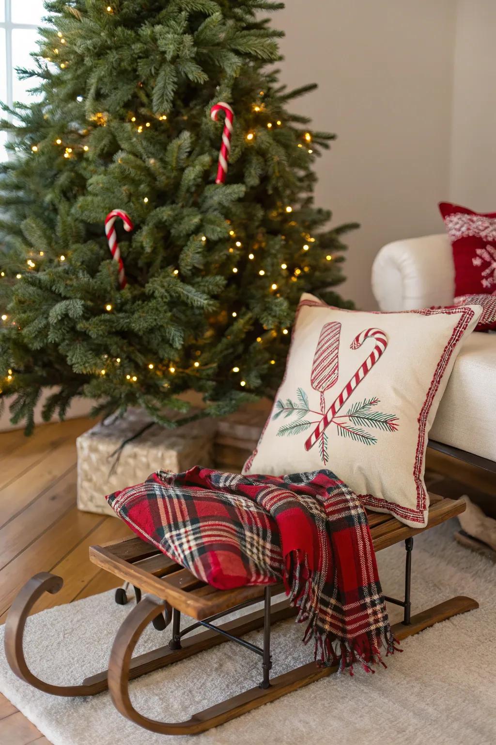 Ornamental items at the base enhance the festive look.