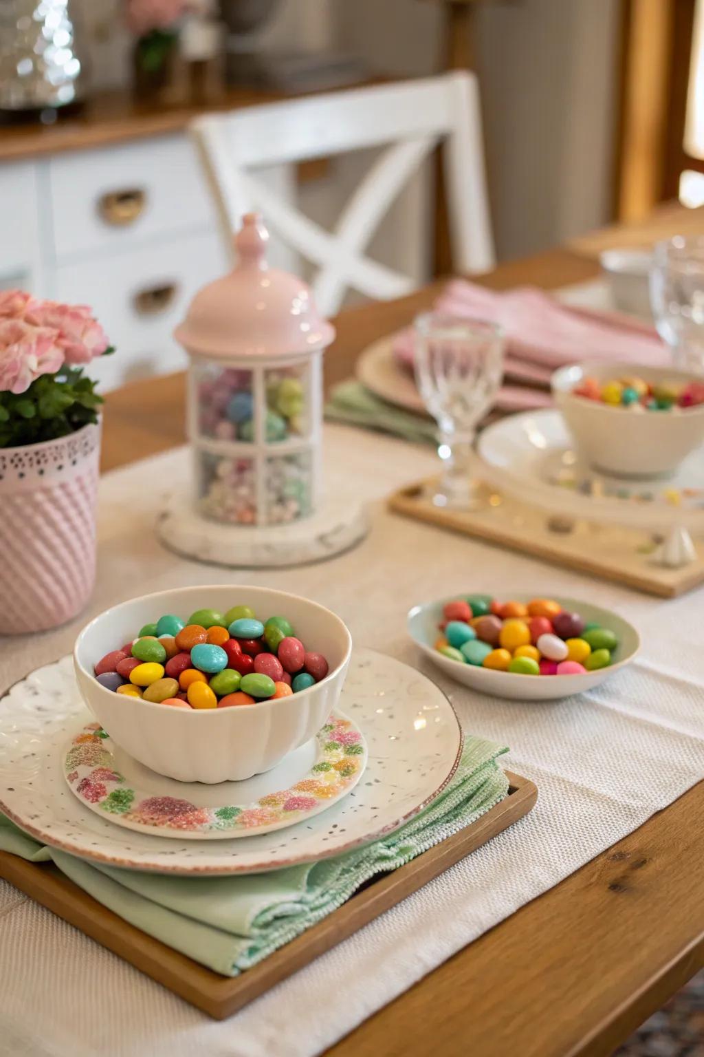 Miniature delights in a charming and compact sweets display.