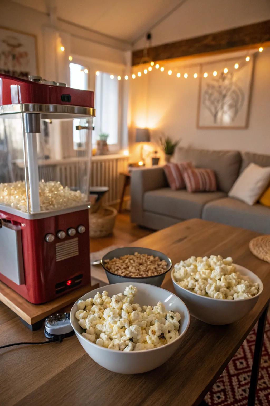 Fresh popcorn is essential for an authentic carnival experience.