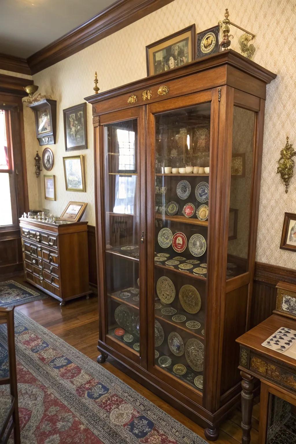 Curio cabinets furnish a sophisticated and vintage showcase solution.