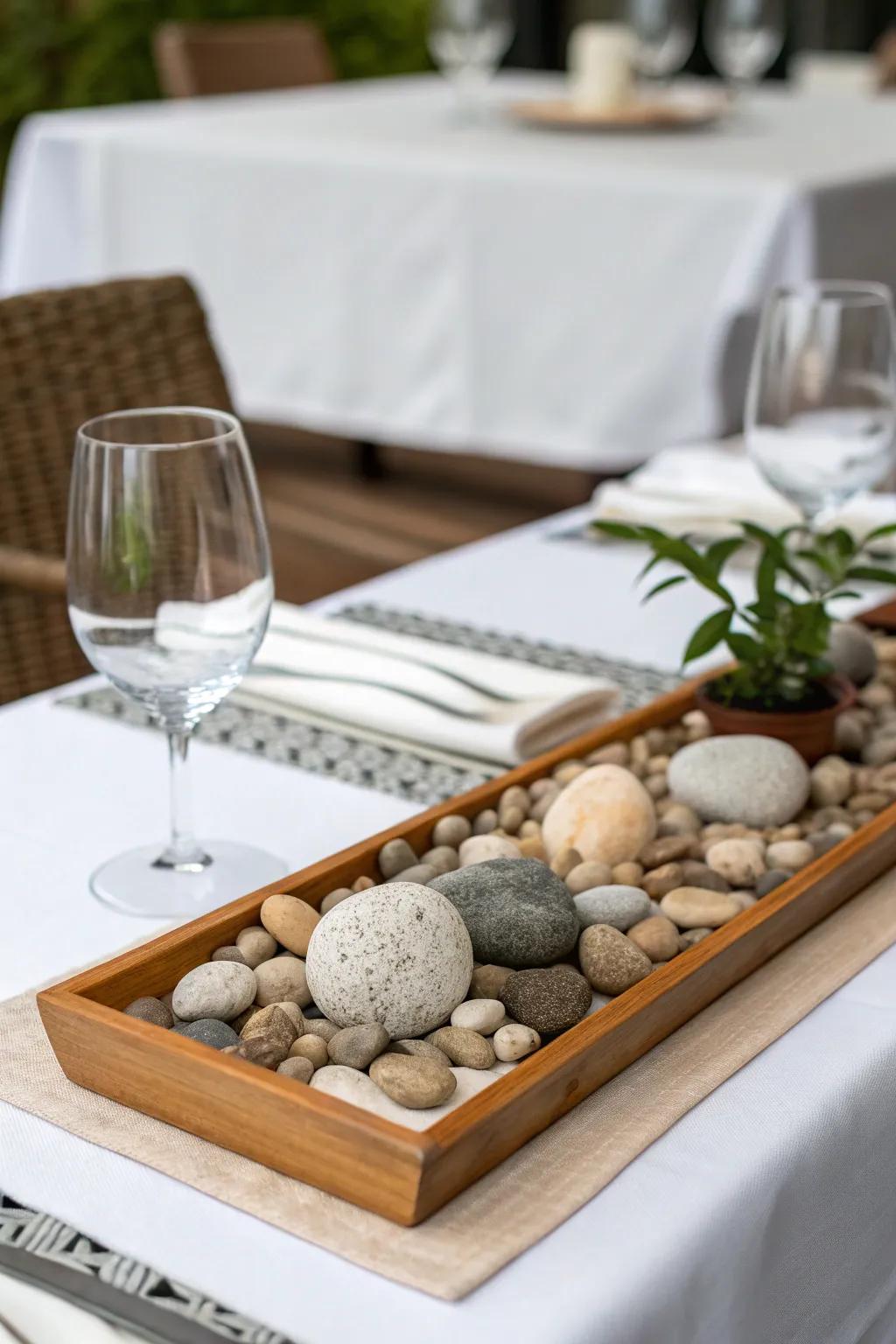 Minimalist arrangements providing elegance and tranquility.