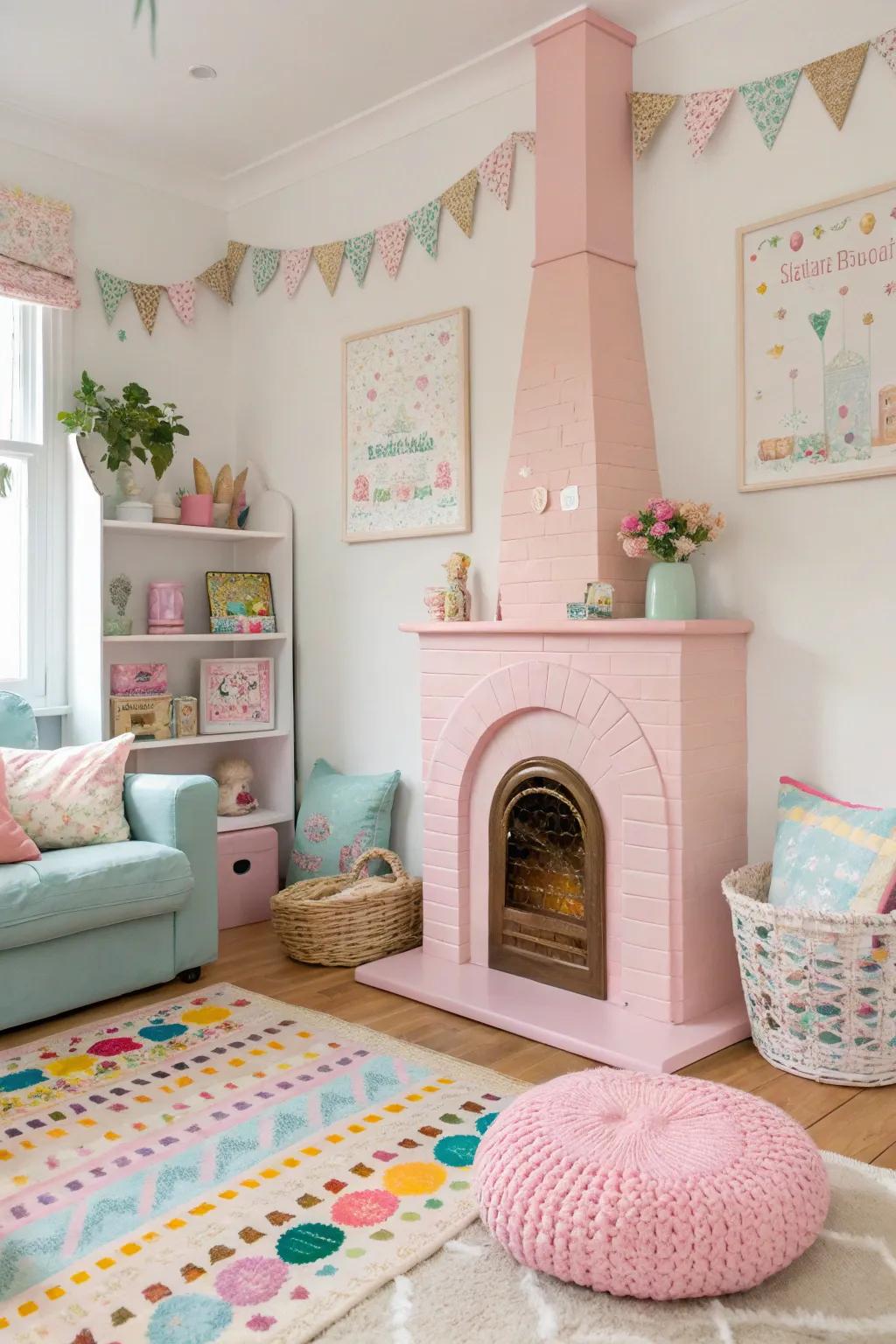 Delicate rose injects a whimsical and playful vibe into this charming space.