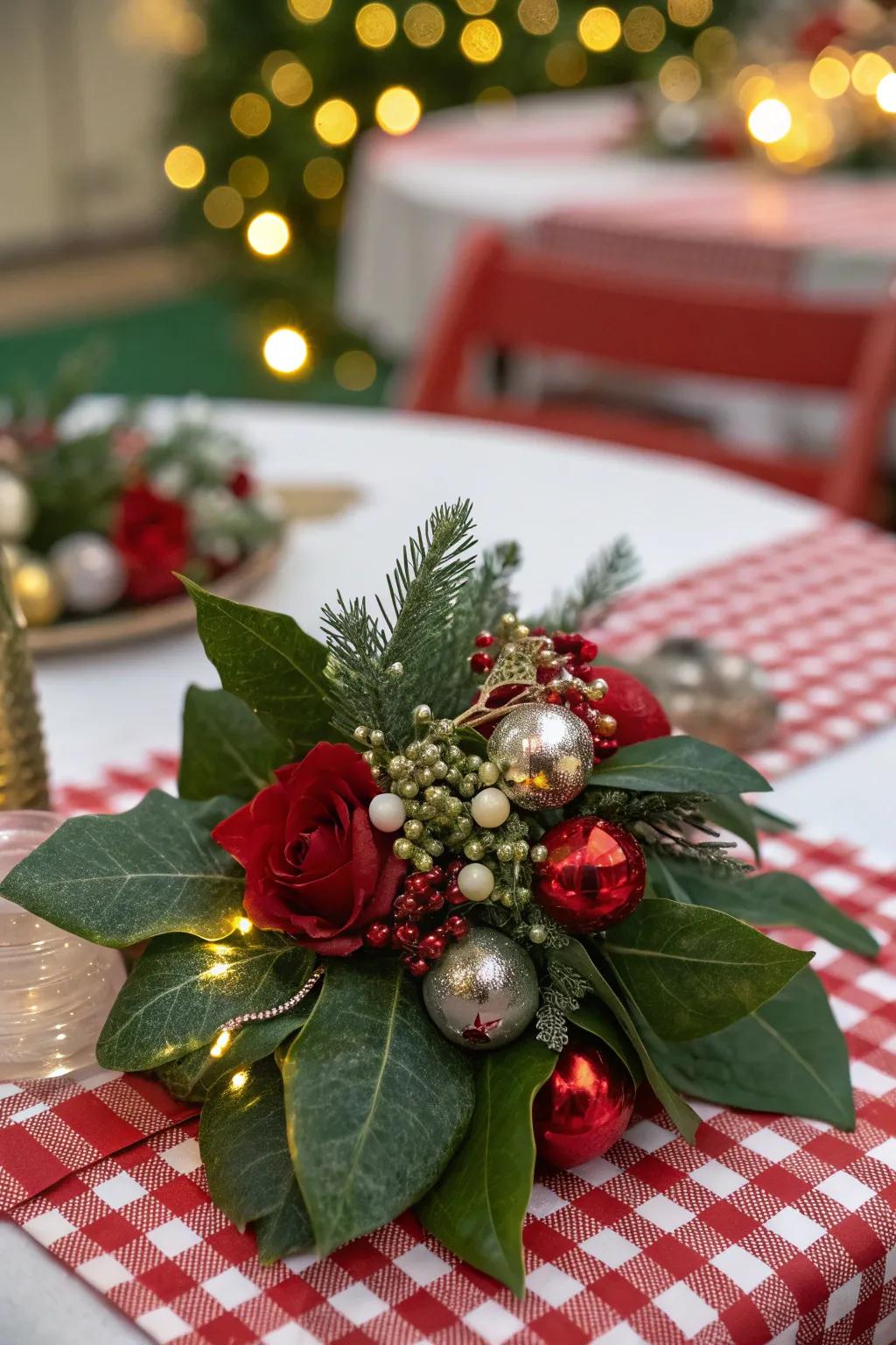 An opulent holiday adornment featuring miniature ornaments.