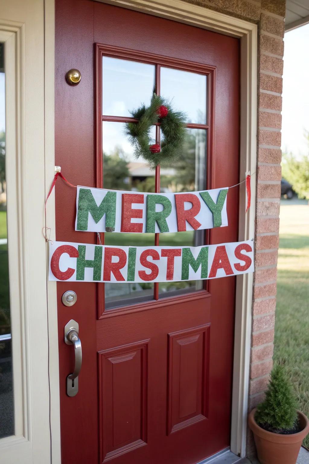 Share festive cheer with a holiday message banner.