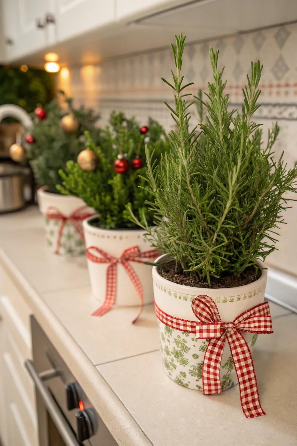Holiday herbs contribute both fragrance and charm to the cooking area.