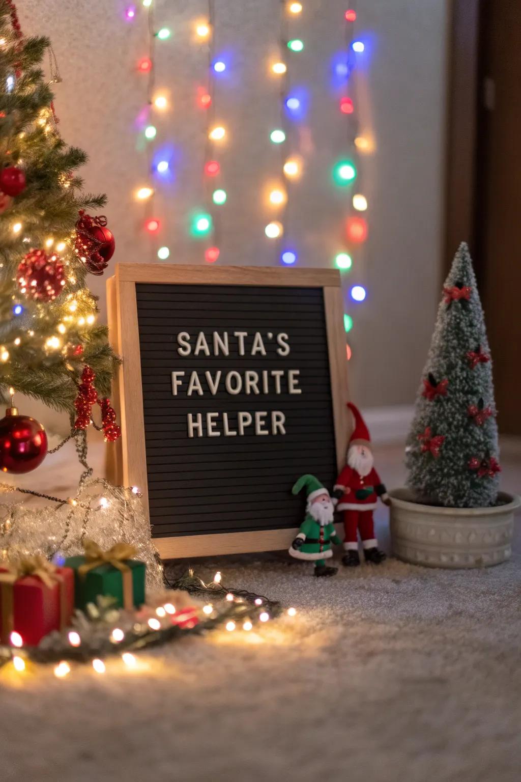 A message board celebrating the marvel of Santa’s assistants.