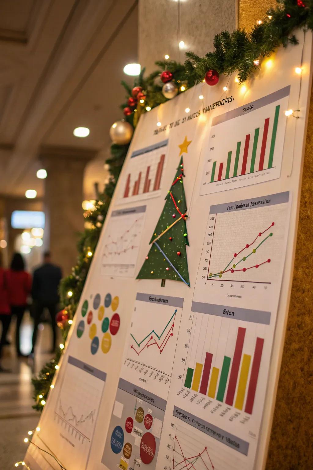 Graphs adopt a holiday flair through Christmas tree designs.
