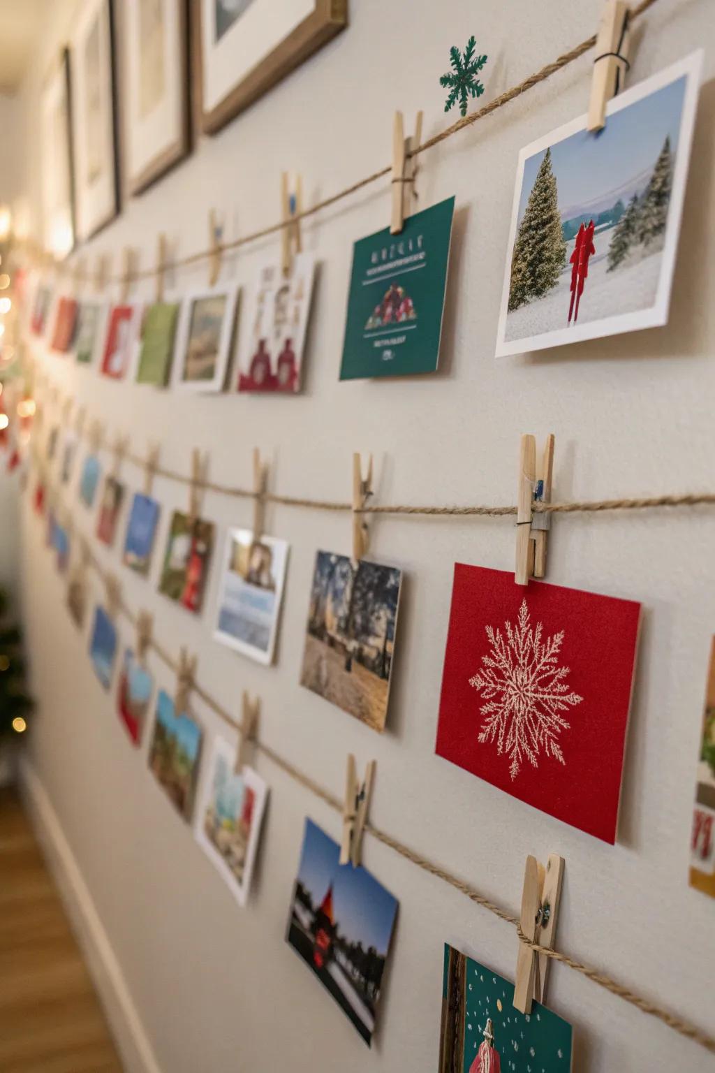 A heartfelt display of holiday cards imparts the season's joy.