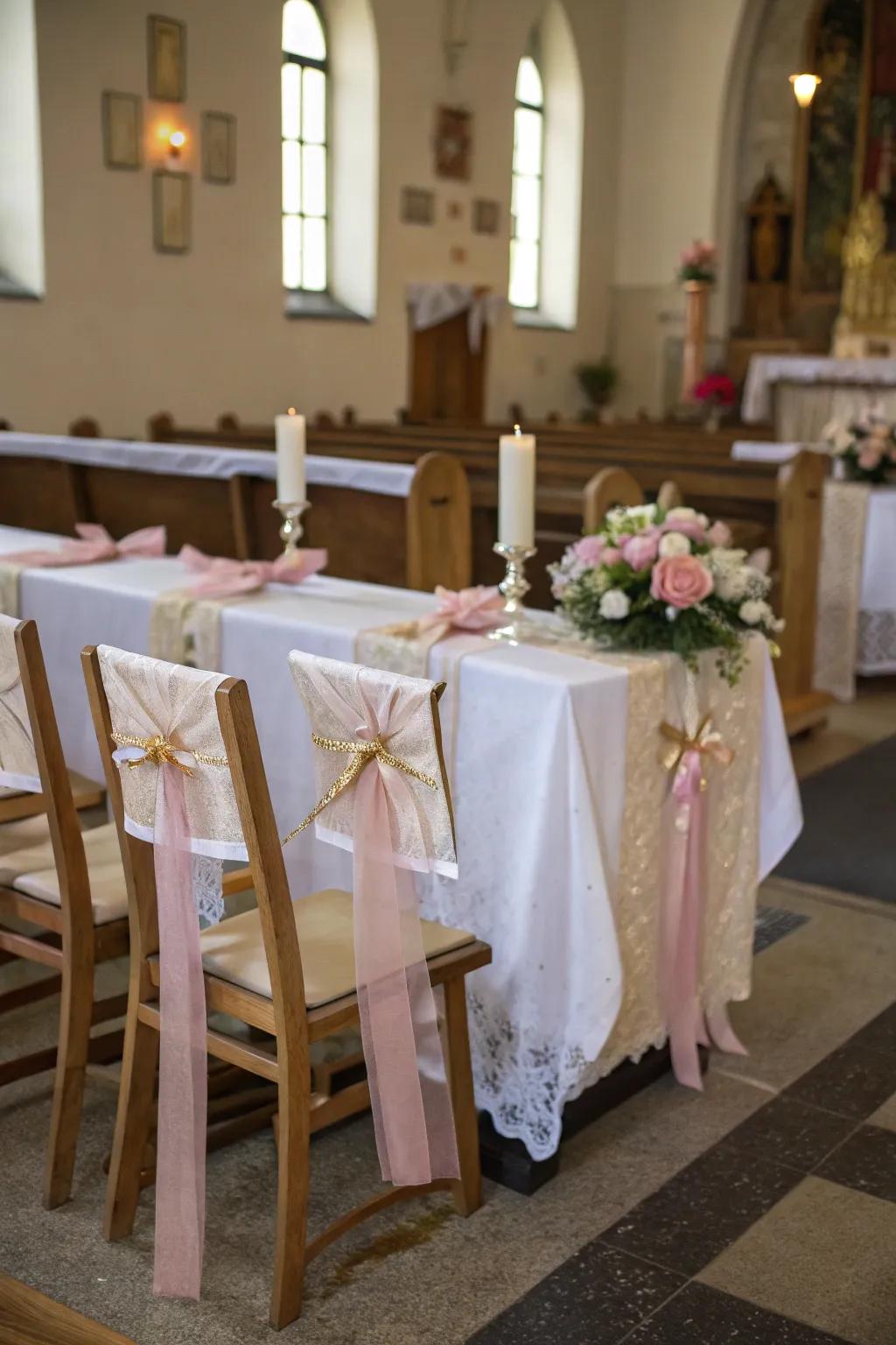 Ties and decorative bands add a charming detail to table layouts.