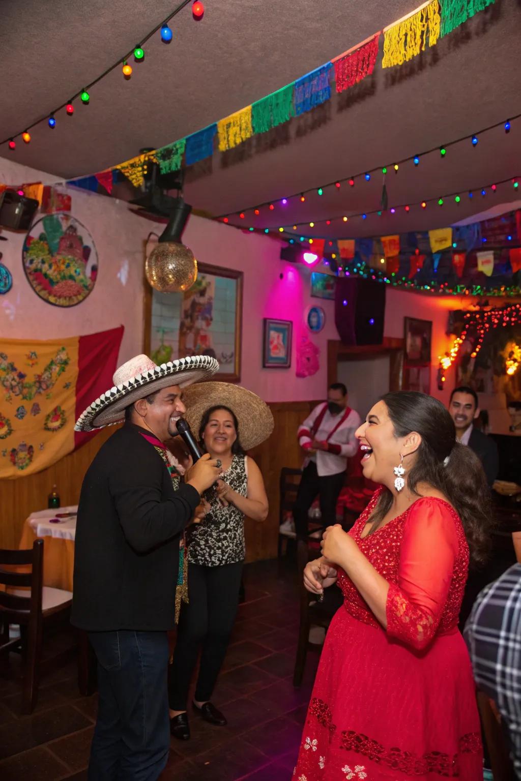Attendees enjoying a lively event with a curated Mexican rhythm compilation.