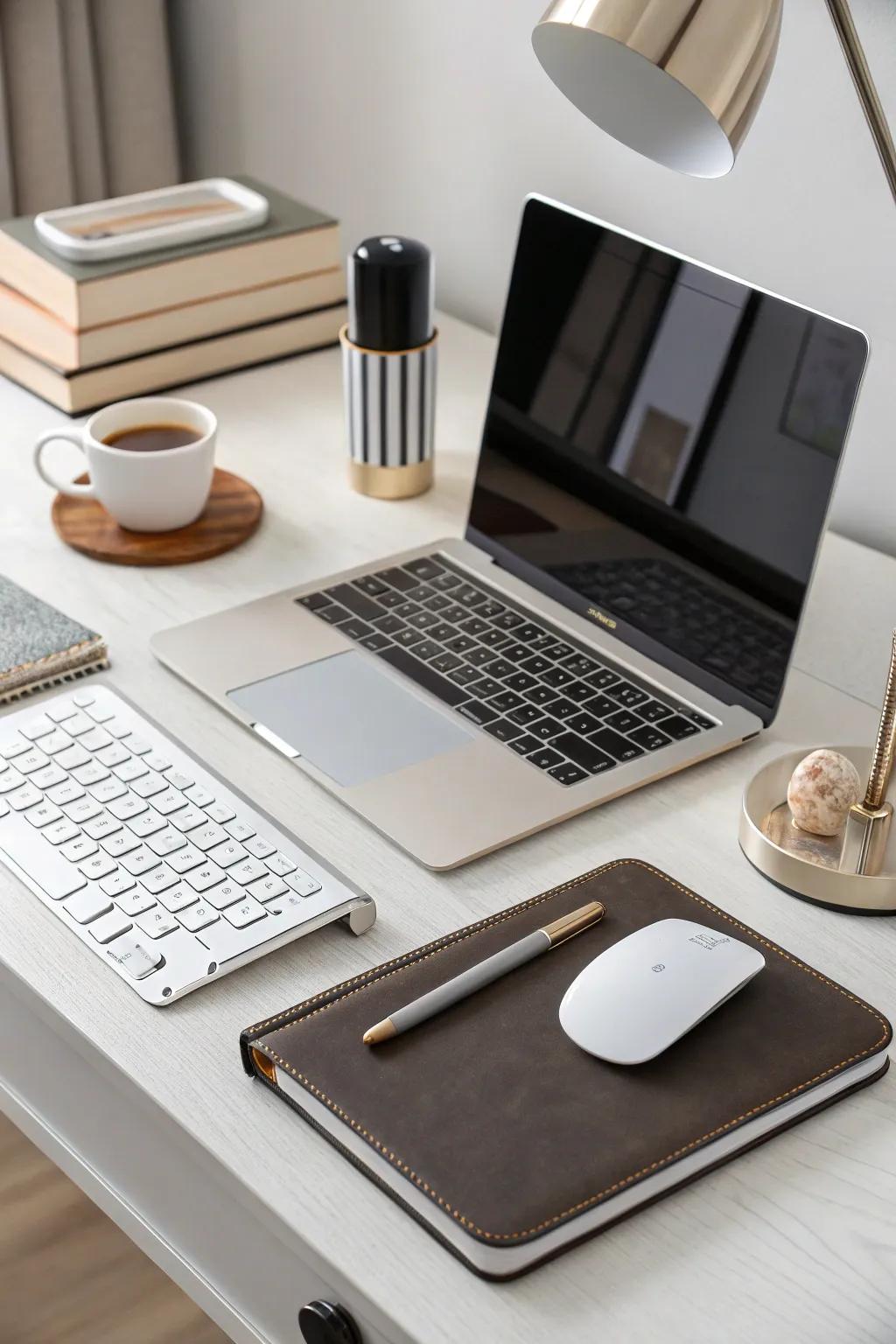 Seamless tech integration helps keep the office both functional and stylish.