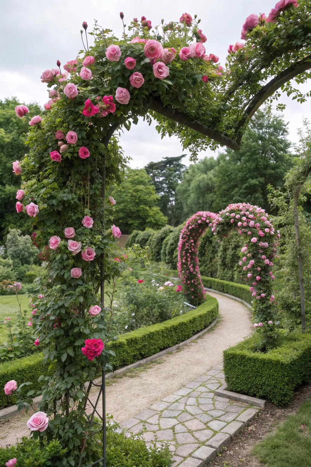 Craft creative art using guided climbing roses.
