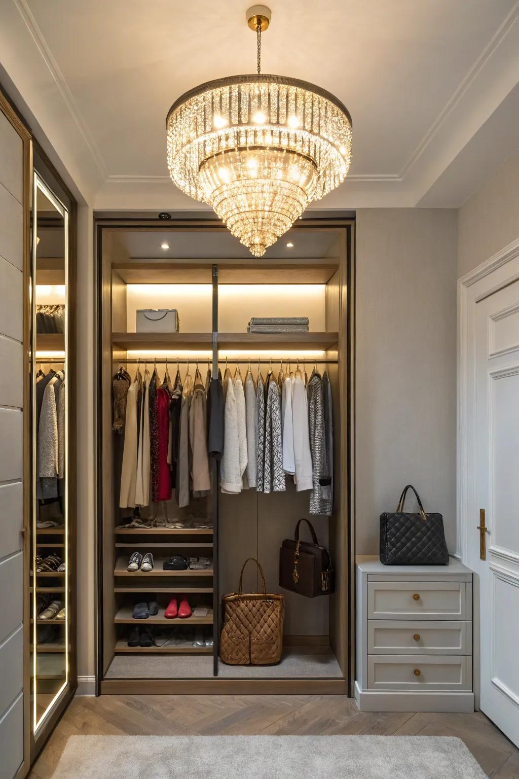 Striking lighting elevates your closet’s style and functionality.
