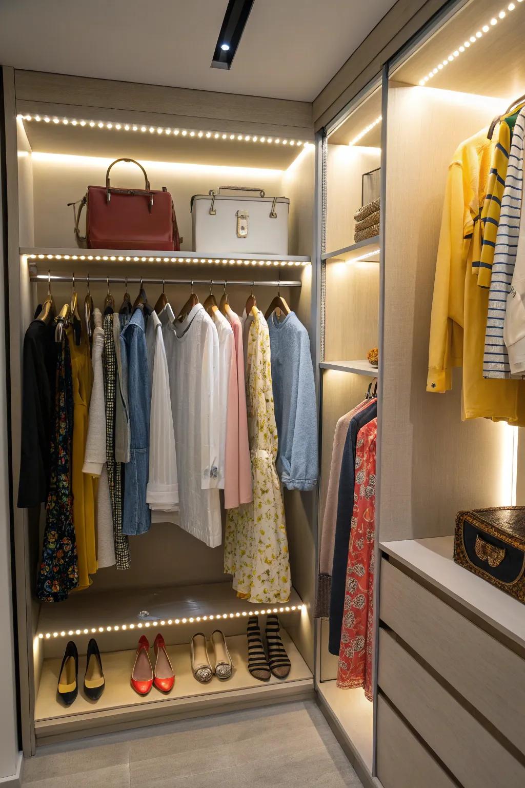 Smart lighting ensures your wardrobe is always in the spotlight.