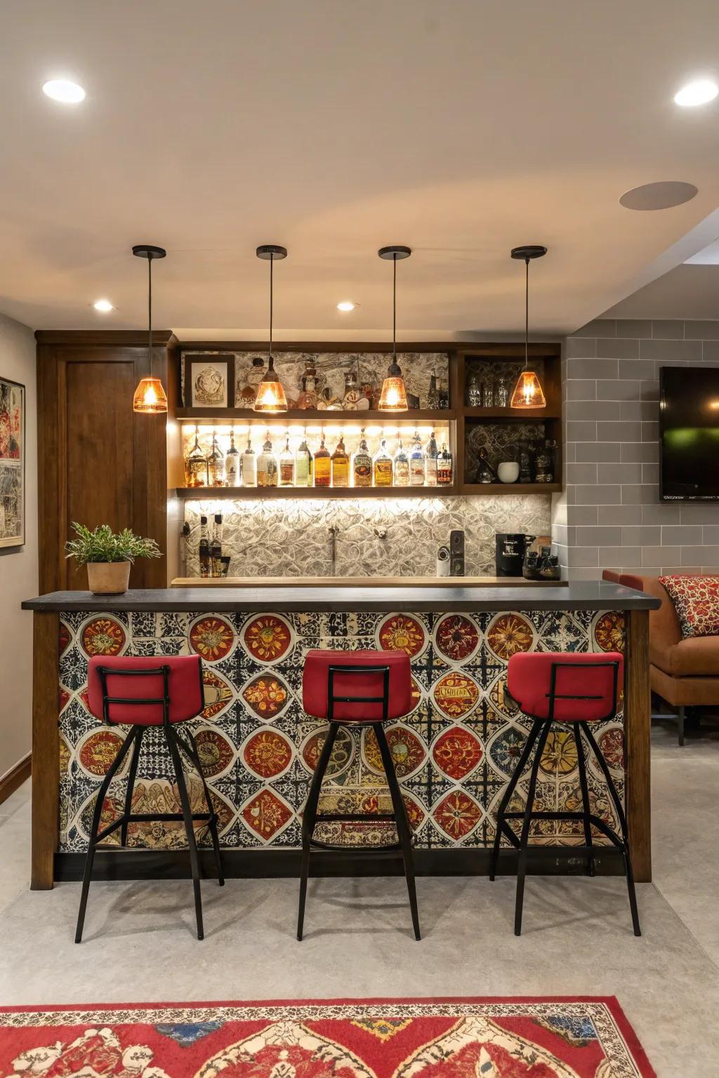 A highlight backsplash can transform your bar area.