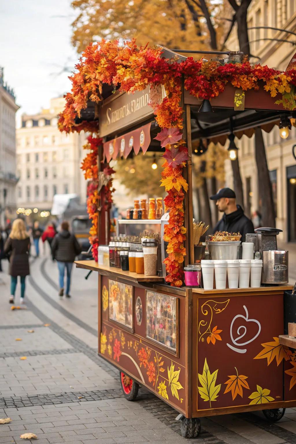 Refresh your coffee cart with seasonal decorations.
