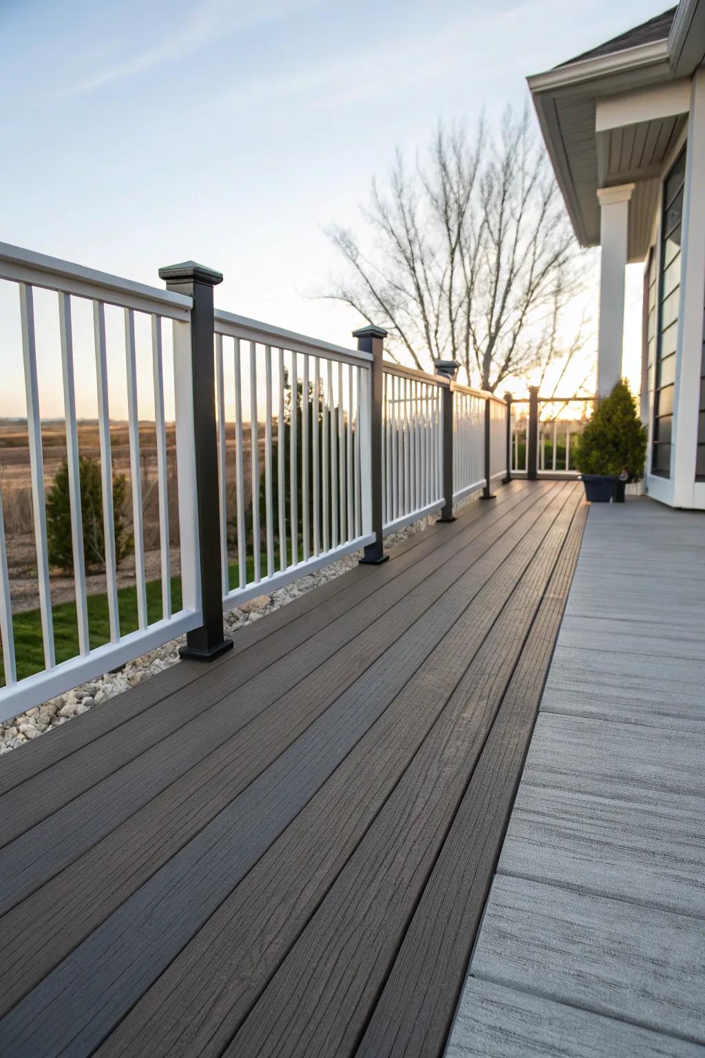 Mixing textures in barriers adds depth to your deck design.