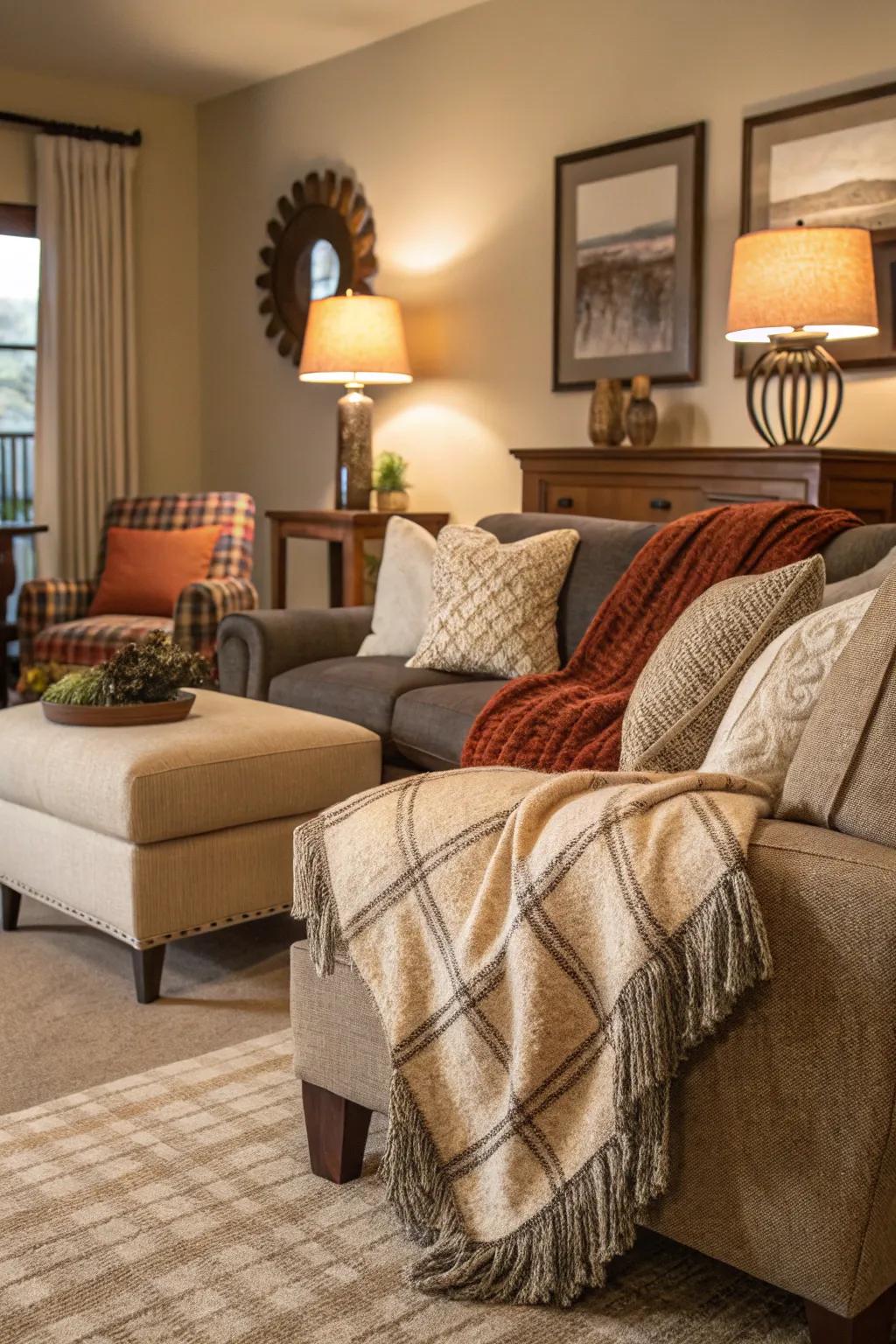 Fabric touches add warmth and comfort.