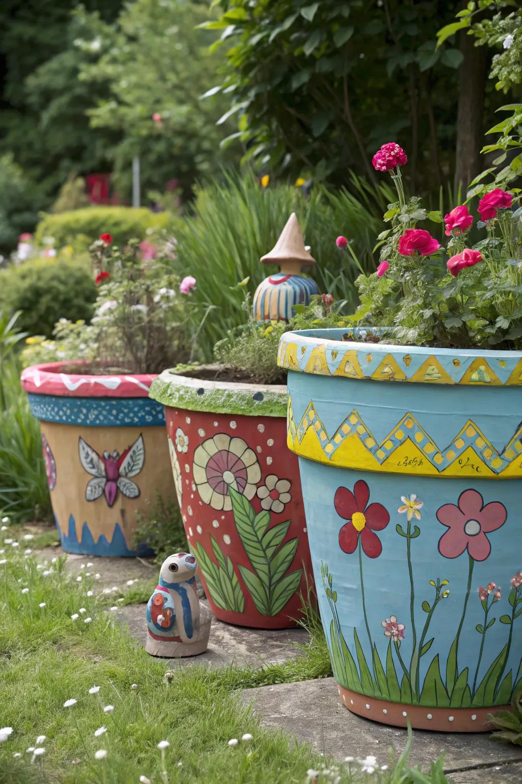 Artistic touches in container gardening.