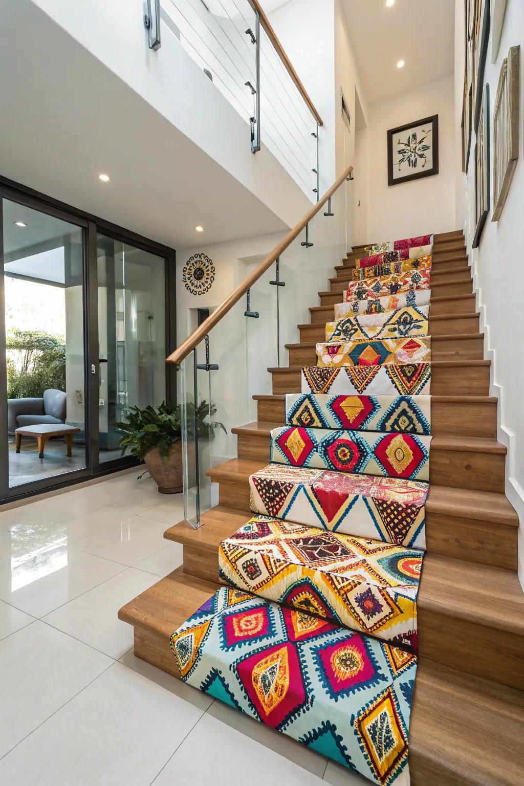 Bold runners add personality and comfort to staircases.