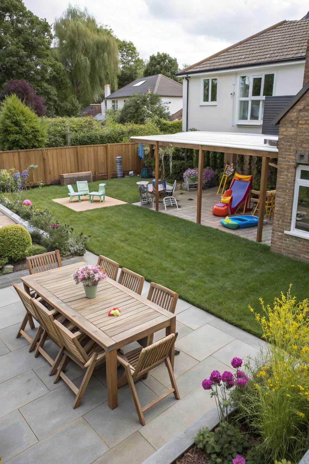 Numerous sections improve backyard functionality.