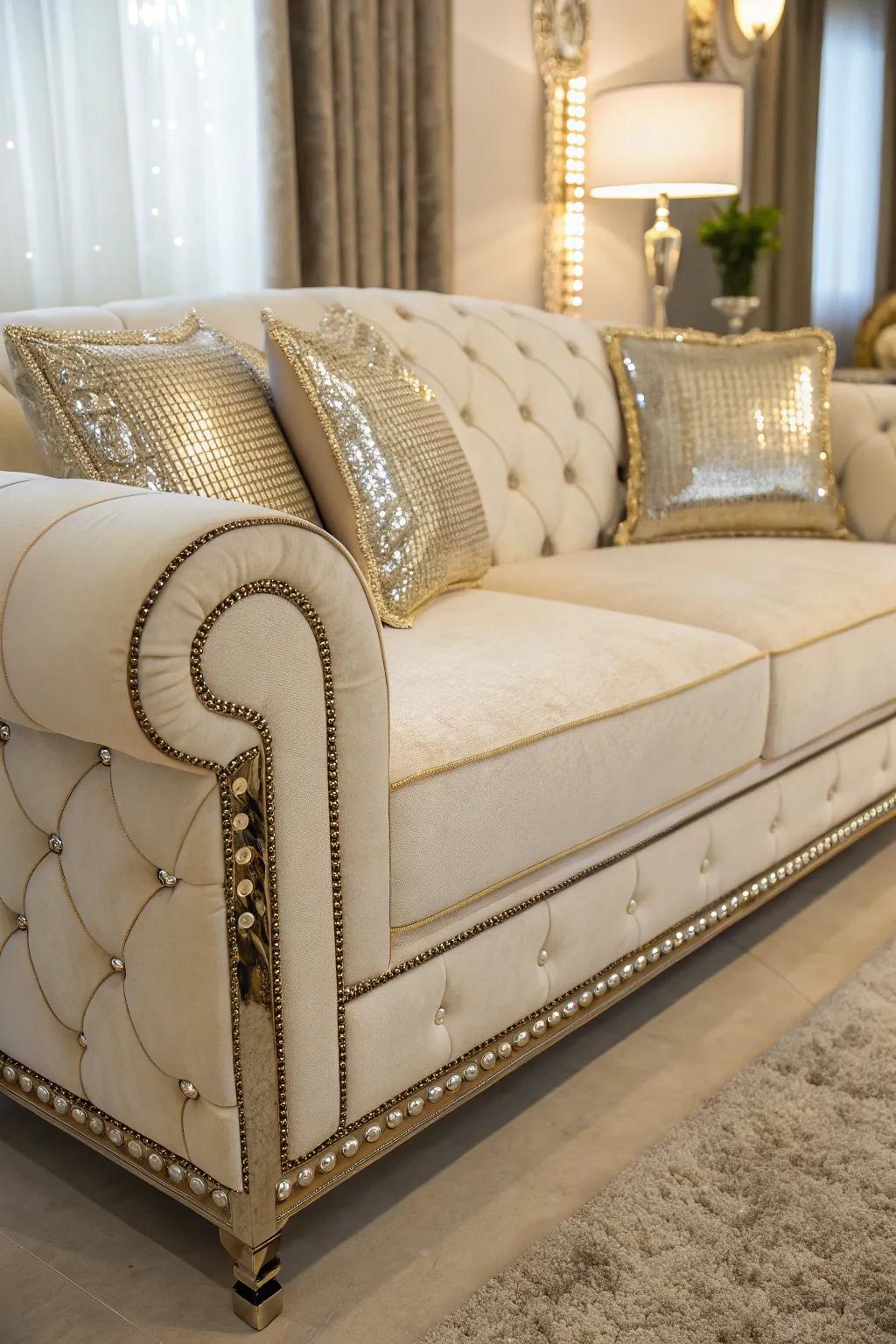 Metallic accents add a touch of glamour and sophistication.