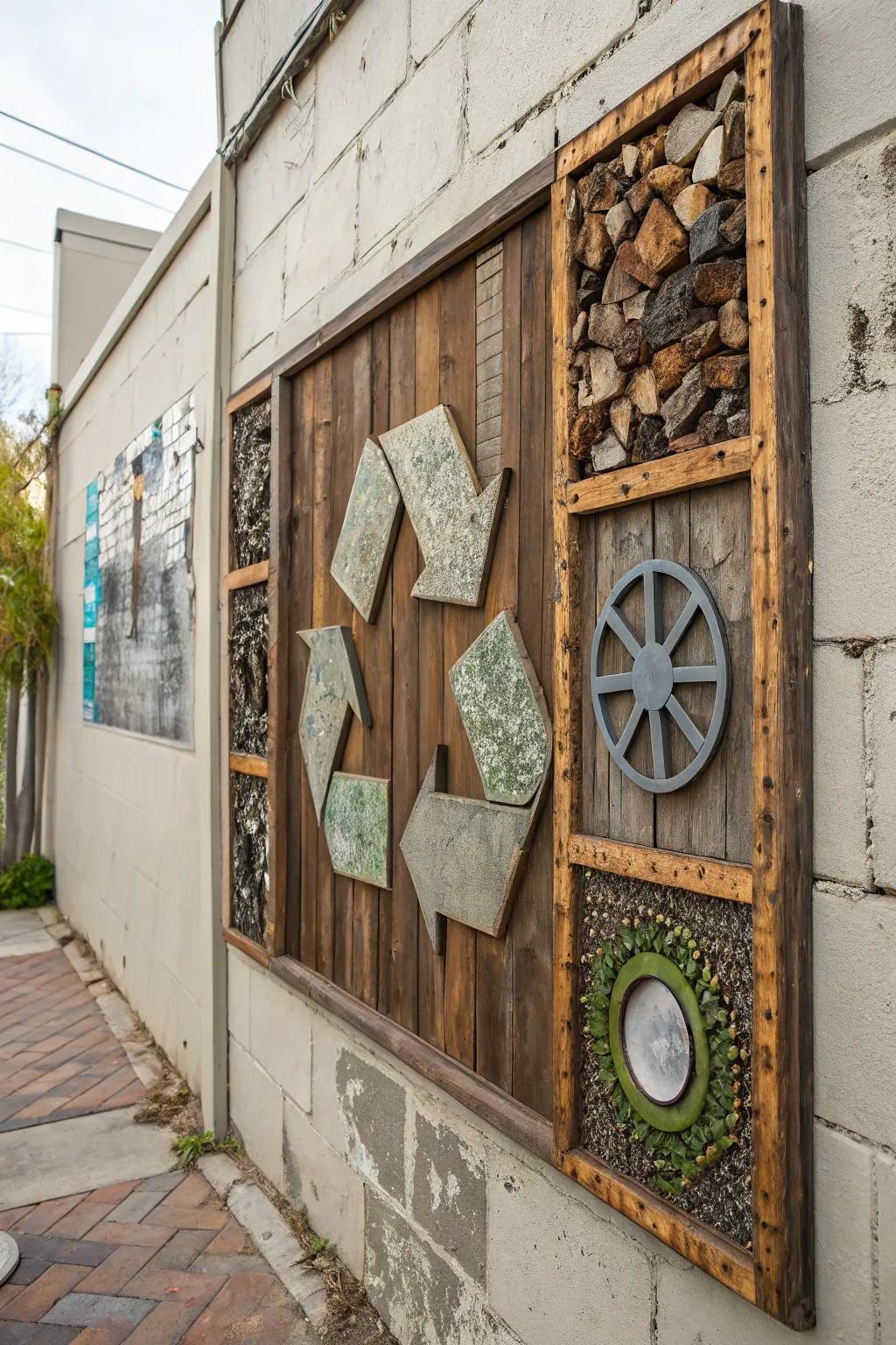 Recycled art beautifully transforms and revitalizes aged materials.