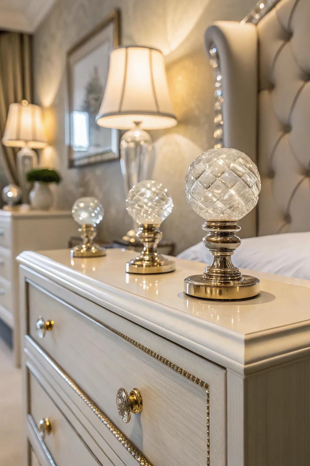 Crystal knobs can transform routine furnishings into luxurious pieces.