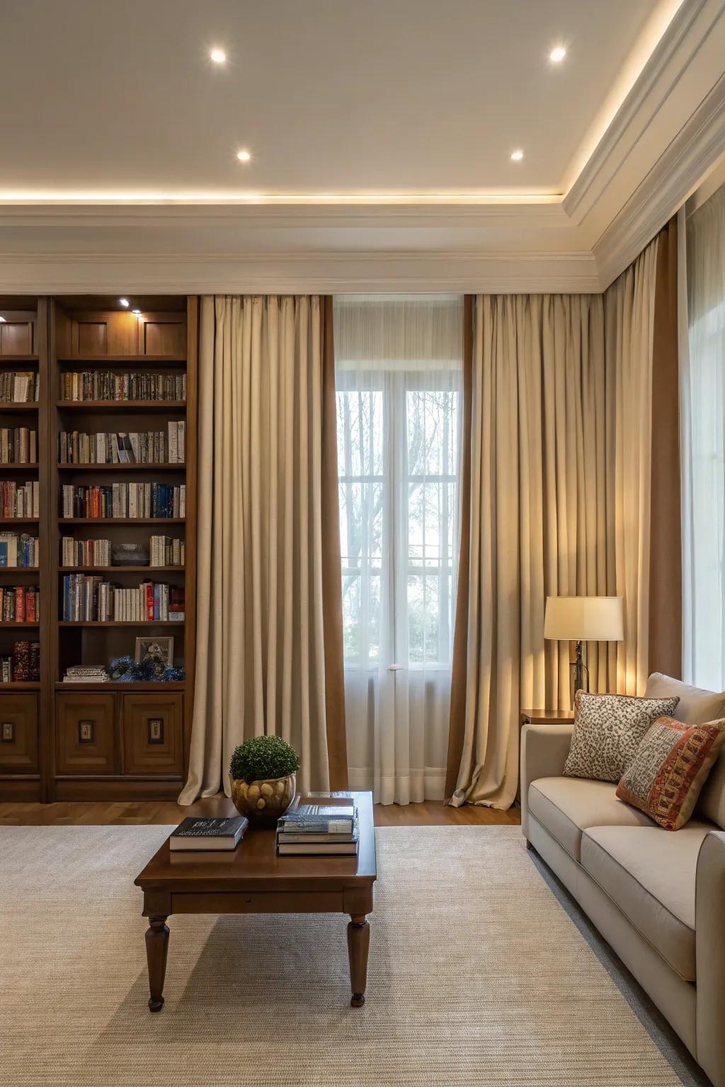 The maintenance of equilibrium in curtain alignment enhances visual congruity.