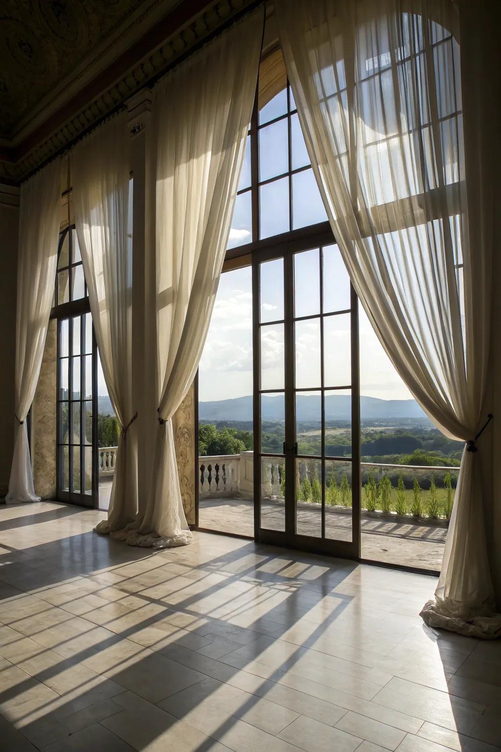 Full-height drapes for a dramatic effect.