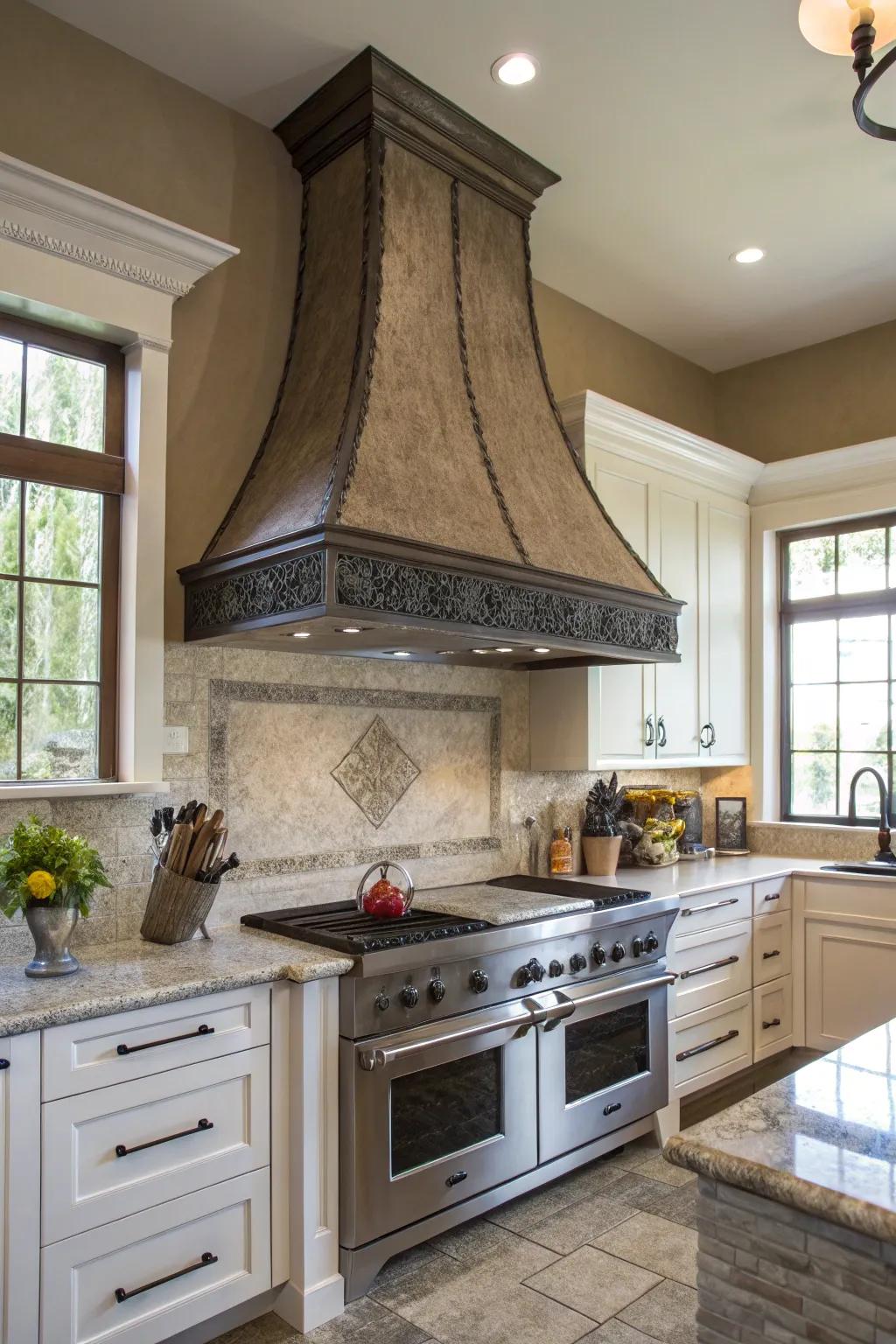 Sculptural range hoods turn kitchens into artistic spaces.
