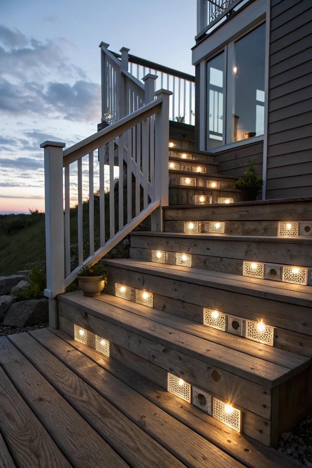 Glass block lighting for a chic finish