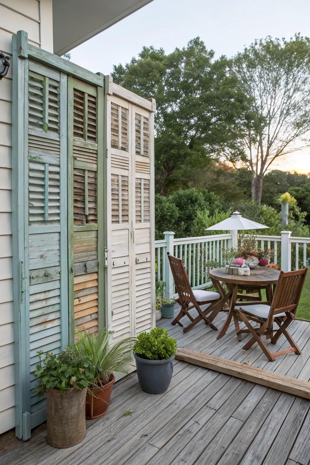 Introduce charm with repurposed shutters.