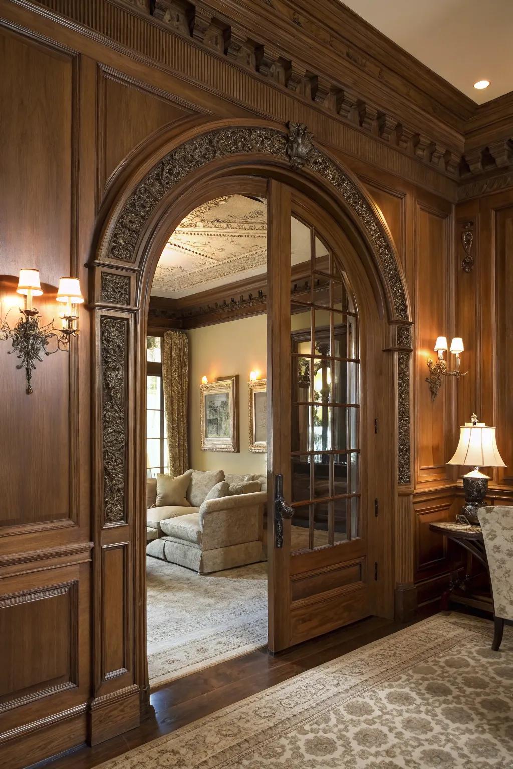 Arched doors introduce elegance and architectural intrigue.