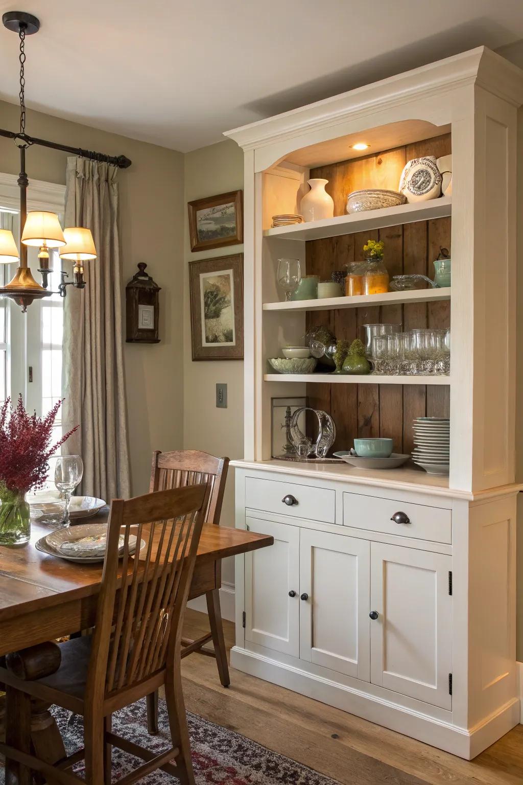 Produce a relaxed atmosphere using open shelving.