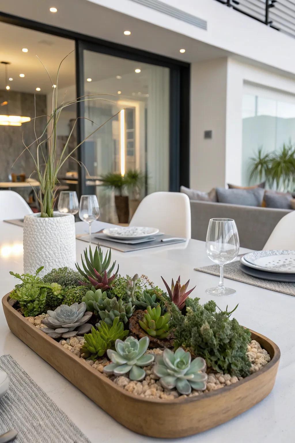 Simple panache: Succulents add texture and color.