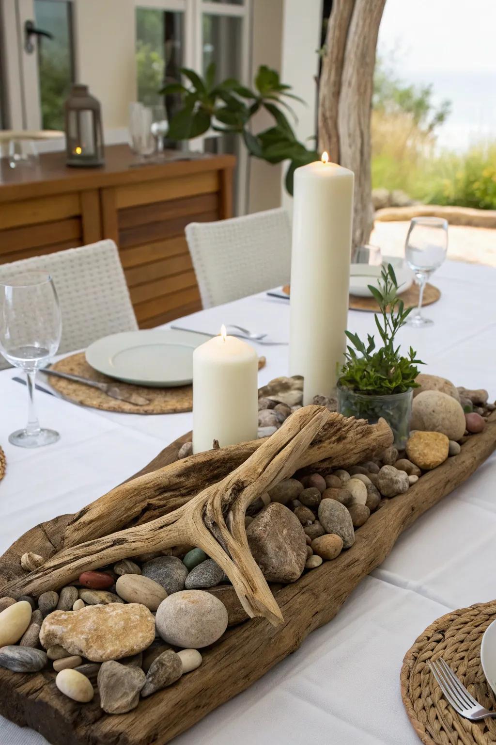 Organic components bring a soothing and earthy vibe to your dining table.