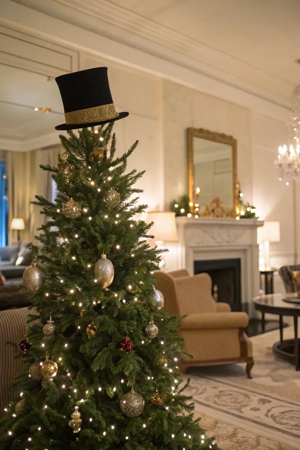 Sophisticated allure with a formal cap topper.