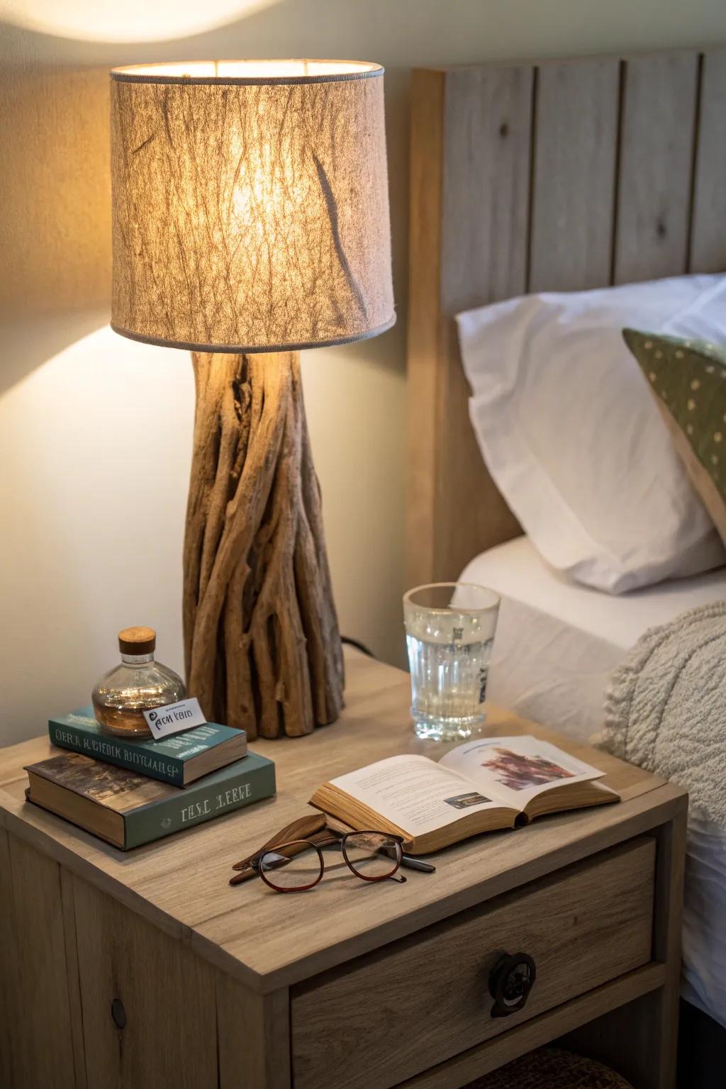 Illuminate your area with a driftwood lamp.