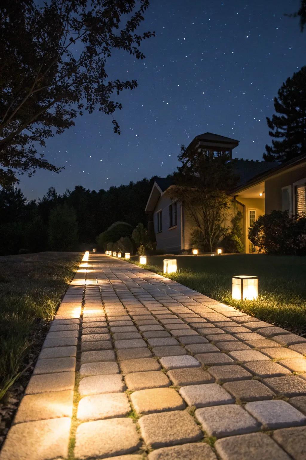 Illuminated tiles improve security and ambiance.