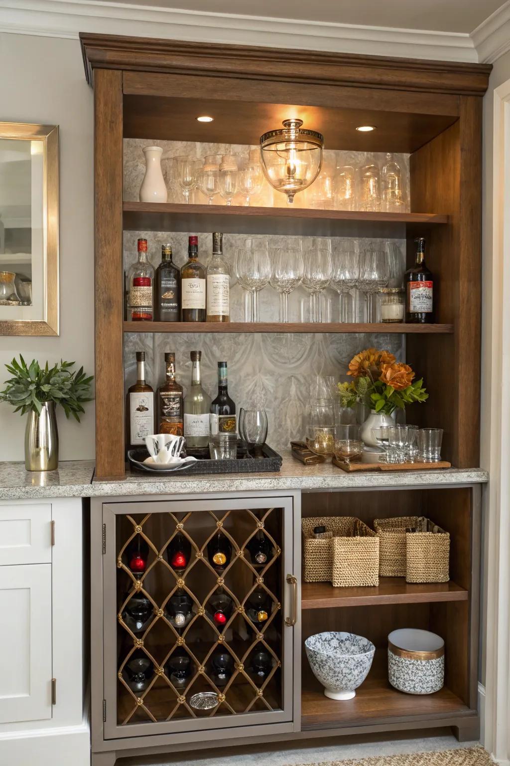 Open shelves exhibit your assortment beautifully.