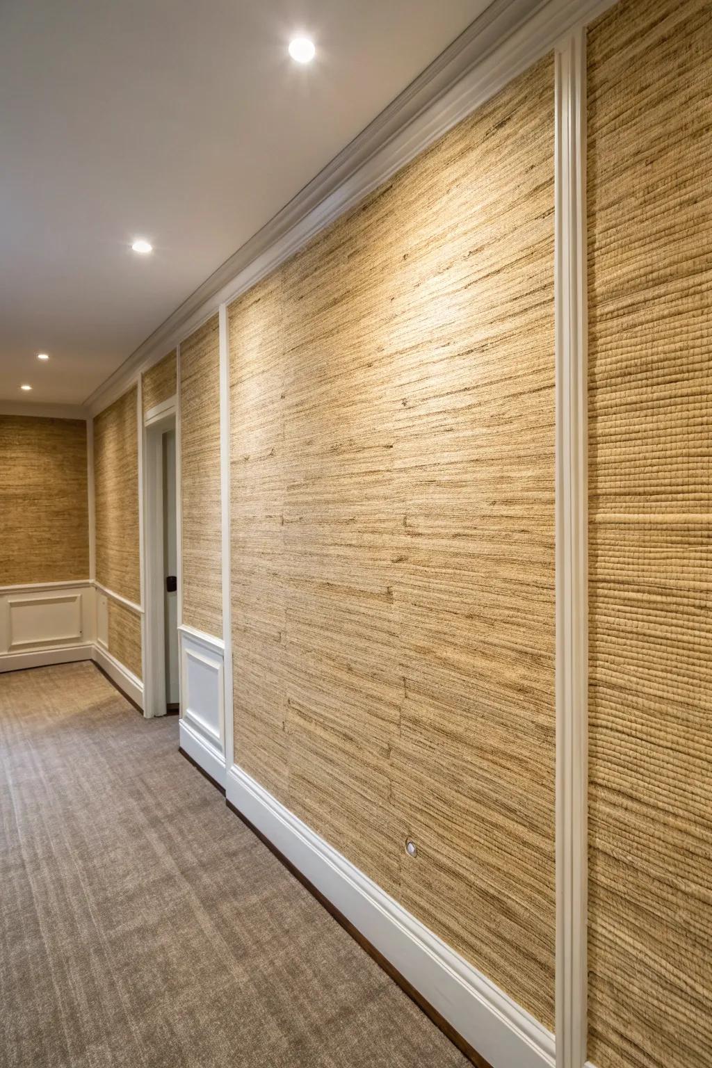 Space with patterned wallpaper introducing organic complexity.