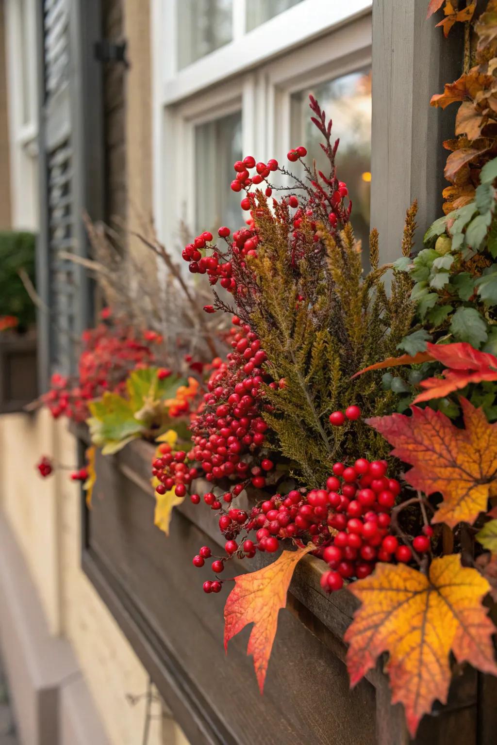 Red berries add vibrant color to fall displays.