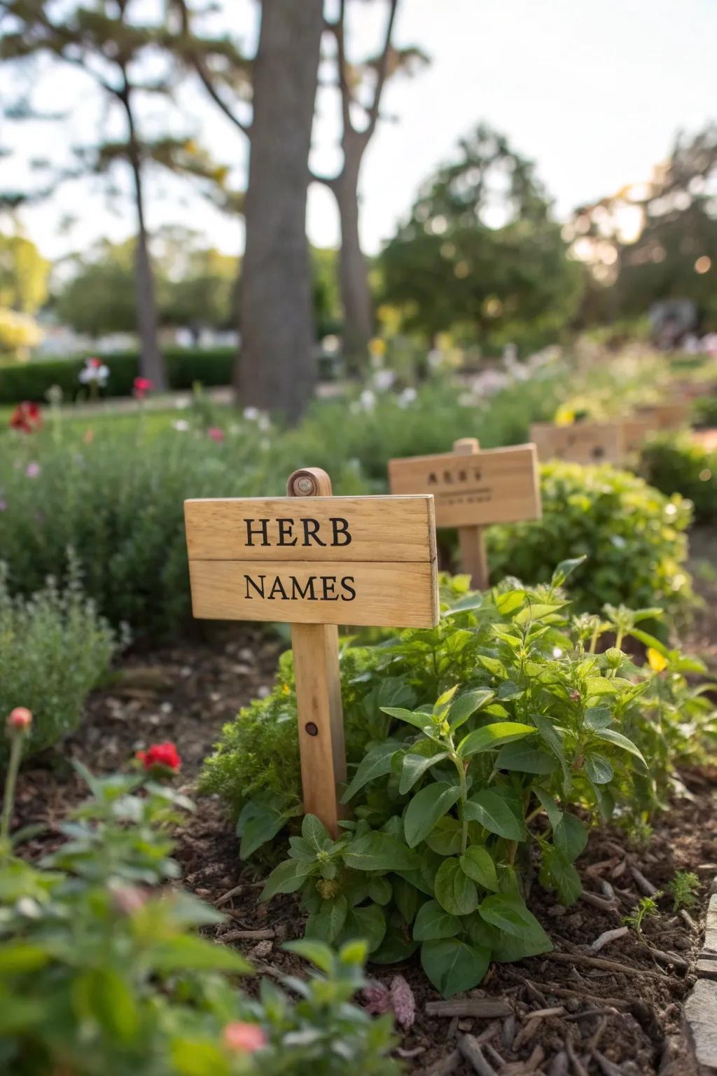 Etched flora markers offer a stylish and practical addition to any garden.