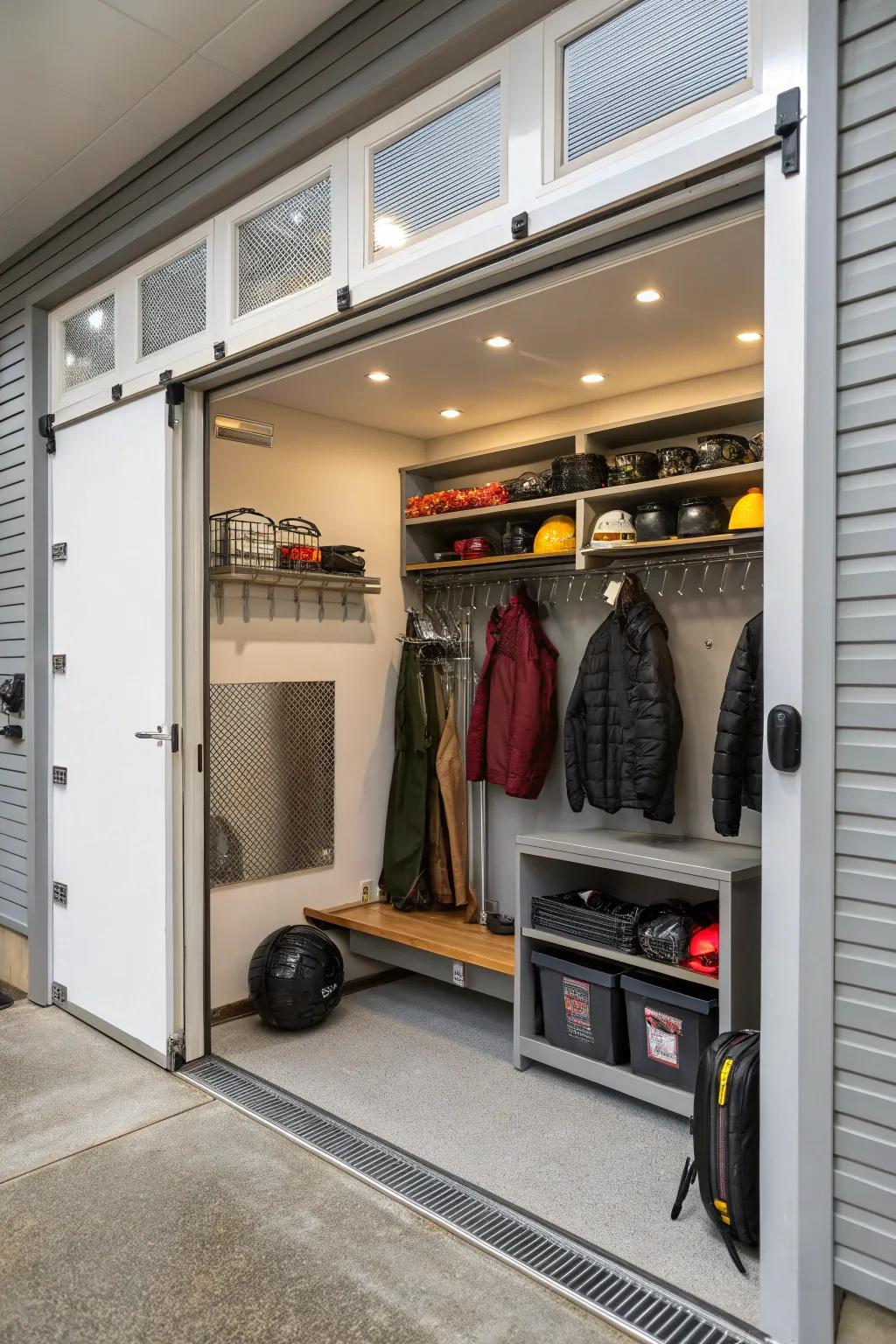 A ventilated coat closet keeps coats fresh.