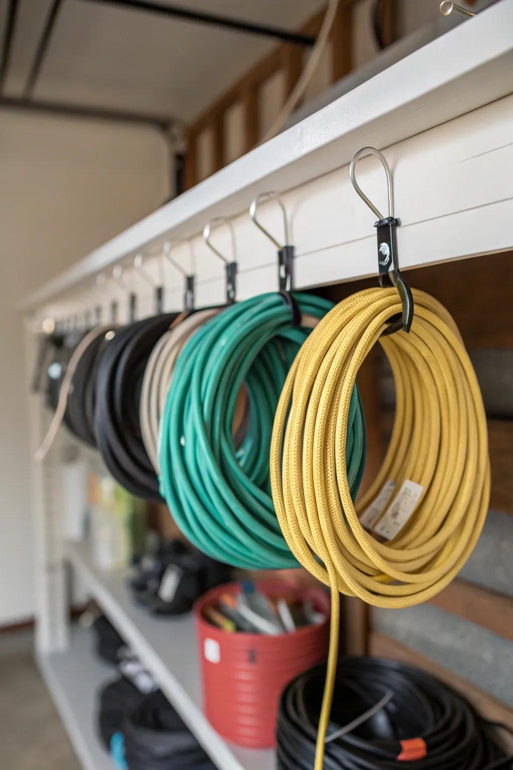 Employ shelf hooks for a hidden yet effective lead storage solution.