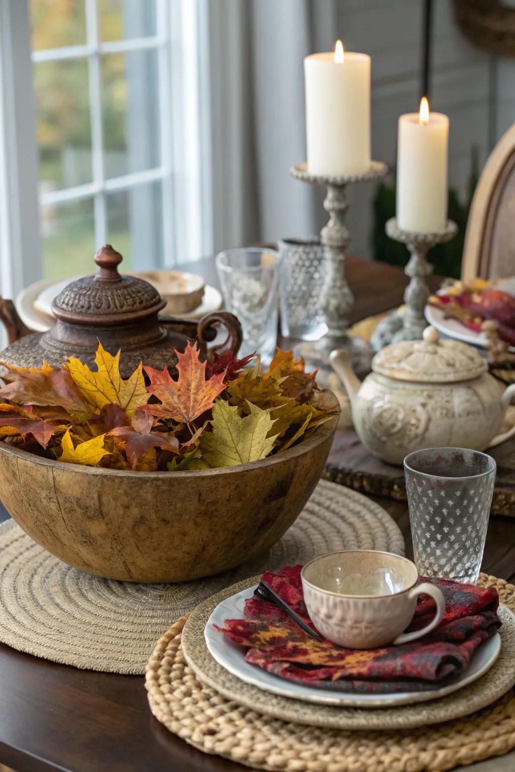 Coordinating styles and textures produces a unique and inviting table.