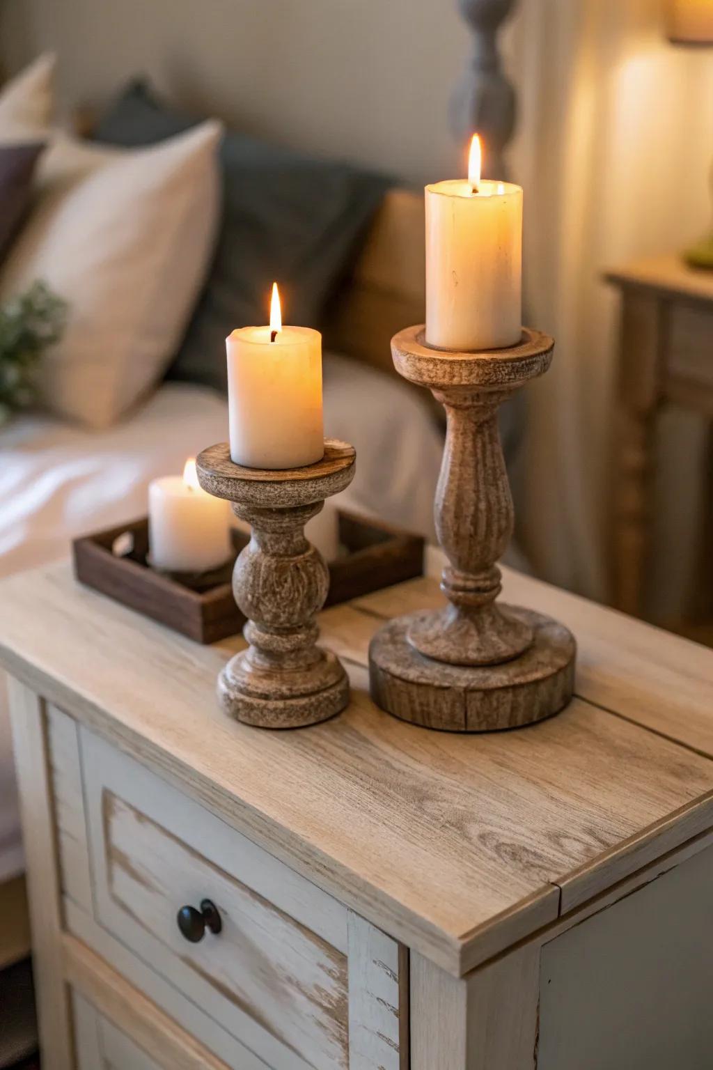 Candles provide a warm and inviting glow.